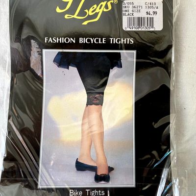 VTG 80s..CAPRI / BIKE..FOOTLESS..TIGHTS..LACE BOTTOMS..BLACK..ONE SIZE..NIP